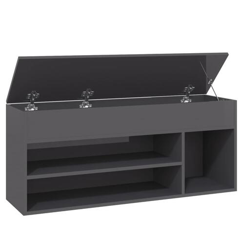 Skobænk 105x30x45 cm spånplade grå højglans