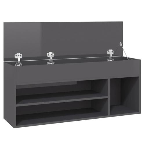 Skobænk 105x30x45 cm spånplade grå højglans