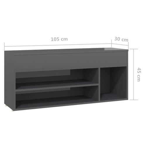 Skobænk 105x30x45 cm spånplade grå højglans