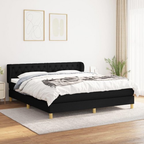 Kontinentalseng med madras 160 x 200 cm - stof, sort