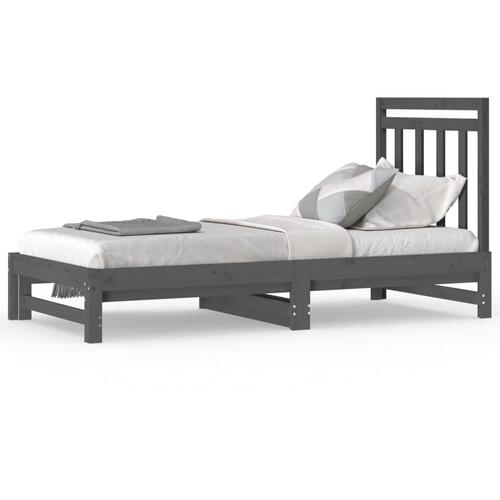 Daybed med udtræk 2x(90x190) cm massivt fyrretræ grå