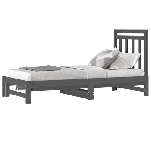 Daybed med udtræk 2x(90x190) cm massivt fyrretræ grå