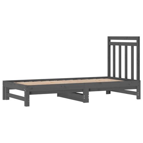 Daybed med udtræk 2x(90x190) cm massivt fyrretræ grå