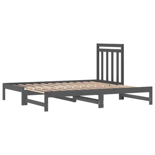 Daybed med udtræk 2x(90x190) cm massivt fyrretræ grå