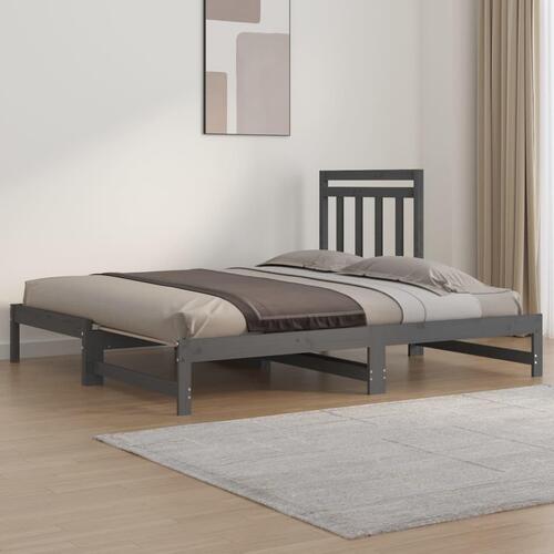 Daybed med udtræk 2x(90x190) cm massivt fyrretræ grå