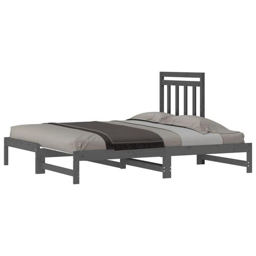 Daybed med udtræk 2x(90x190) cm massivt fyrretræ grå