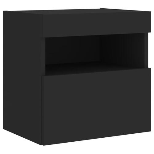 Væghængt tv-bord med LED-lys 40x30x30 cm sort