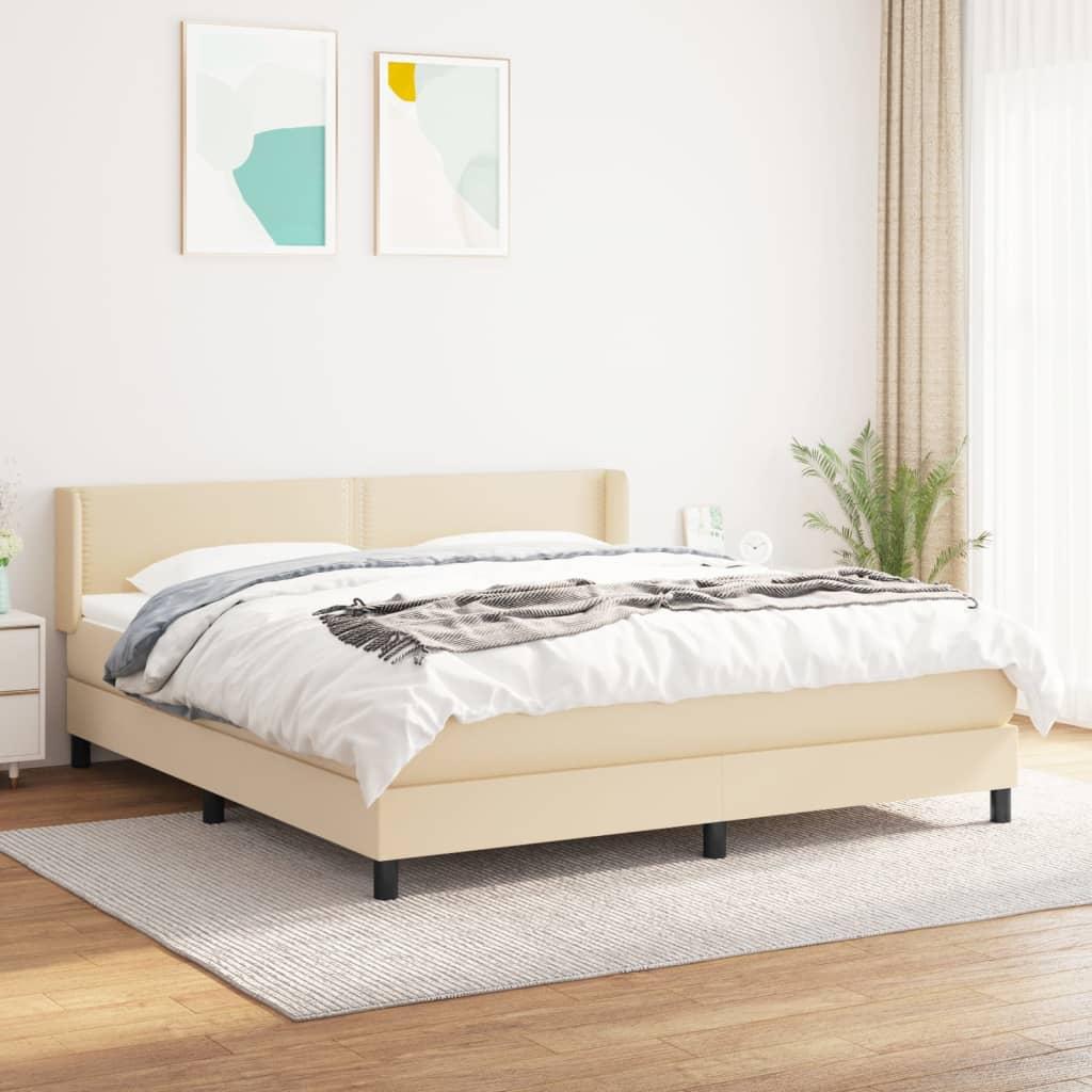 Kontinentalseng med madras 180x200 cm stof cremefarvet billede