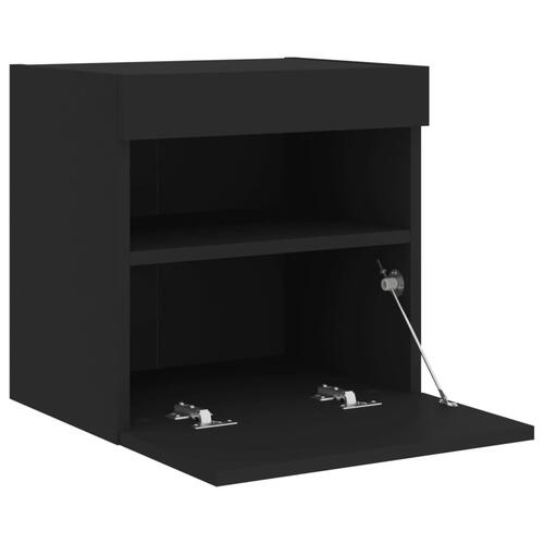 Væghængt tv-bord med LED-lys 40x30x30 cm sort