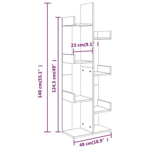 Bogreol 48x25,5x140 cm konstrueret træ betongrå