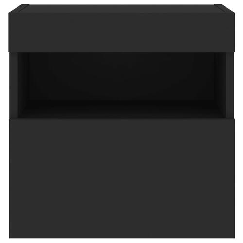 Væghængt tv-bord med LED-lys 40x30x30 cm sort