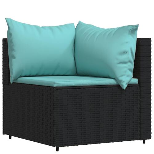 Loungesæt til haven 3 dele med hynder polyrattan sort