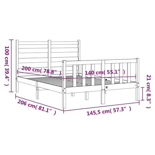 Sengeramme med sengegavl 140x200 cm massivt træ hvid