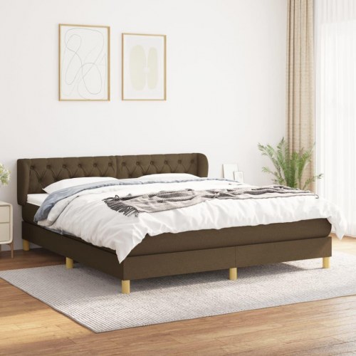 Kontinentalseng med madras 160×200 cm - stof, mørkebrun