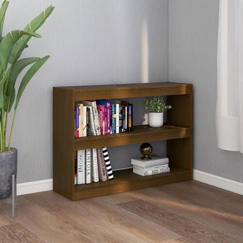 Bogreol/rumdeler 100x30x71,5 cm massivt fyrretræ gyldenbrun