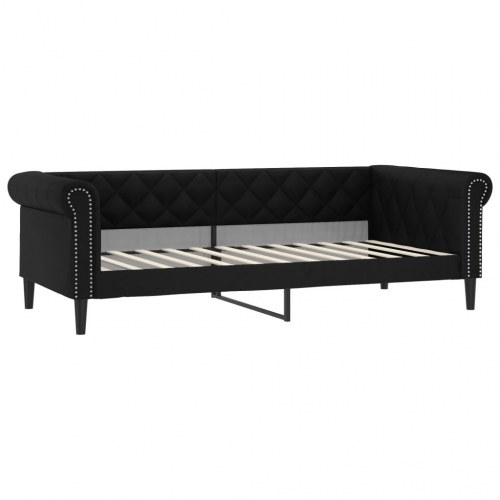 Daybed 90x200 cm i sort kunstlæder - sovesofa/gæsteseng