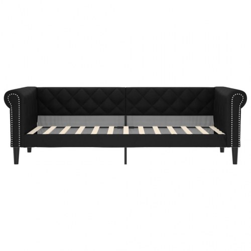 Daybed 90x200 cm i sort kunstlæder - sovesofa/gæsteseng