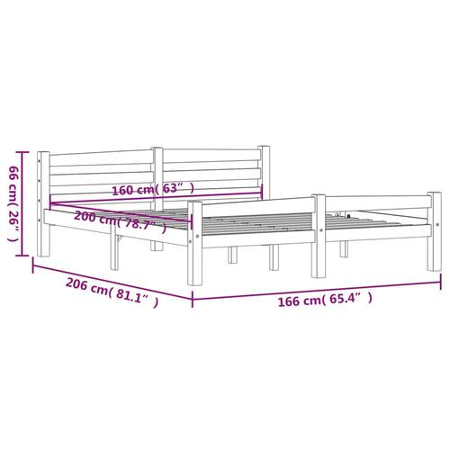 Sengestel 160x200 cm massivt fyrretræ