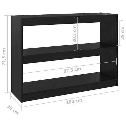 Bogreol/rumdeler 100x30x71,5 cm fyrretræ sort