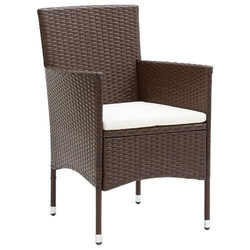 Bistrosæt til haven 3 dele polyrattan og hærdet glas brun