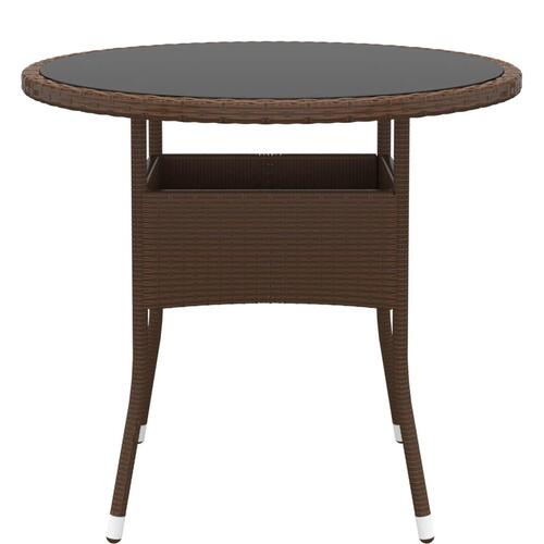 Bistrosæt til haven 3 dele polyrattan og hærdet glas brun