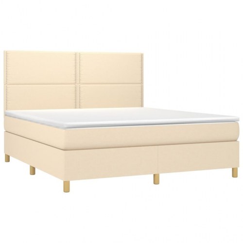 Kontinentalseng med madras 180×200 cm - stof, cremefarvet