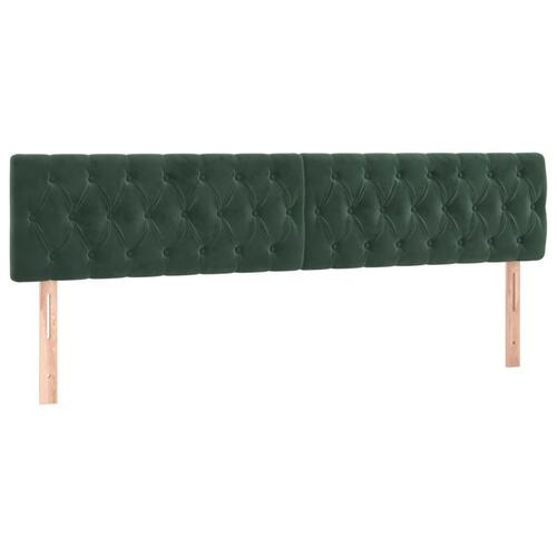 Sengegavl med LED-lys 200x7x78/88 cm velour mørkegrøn