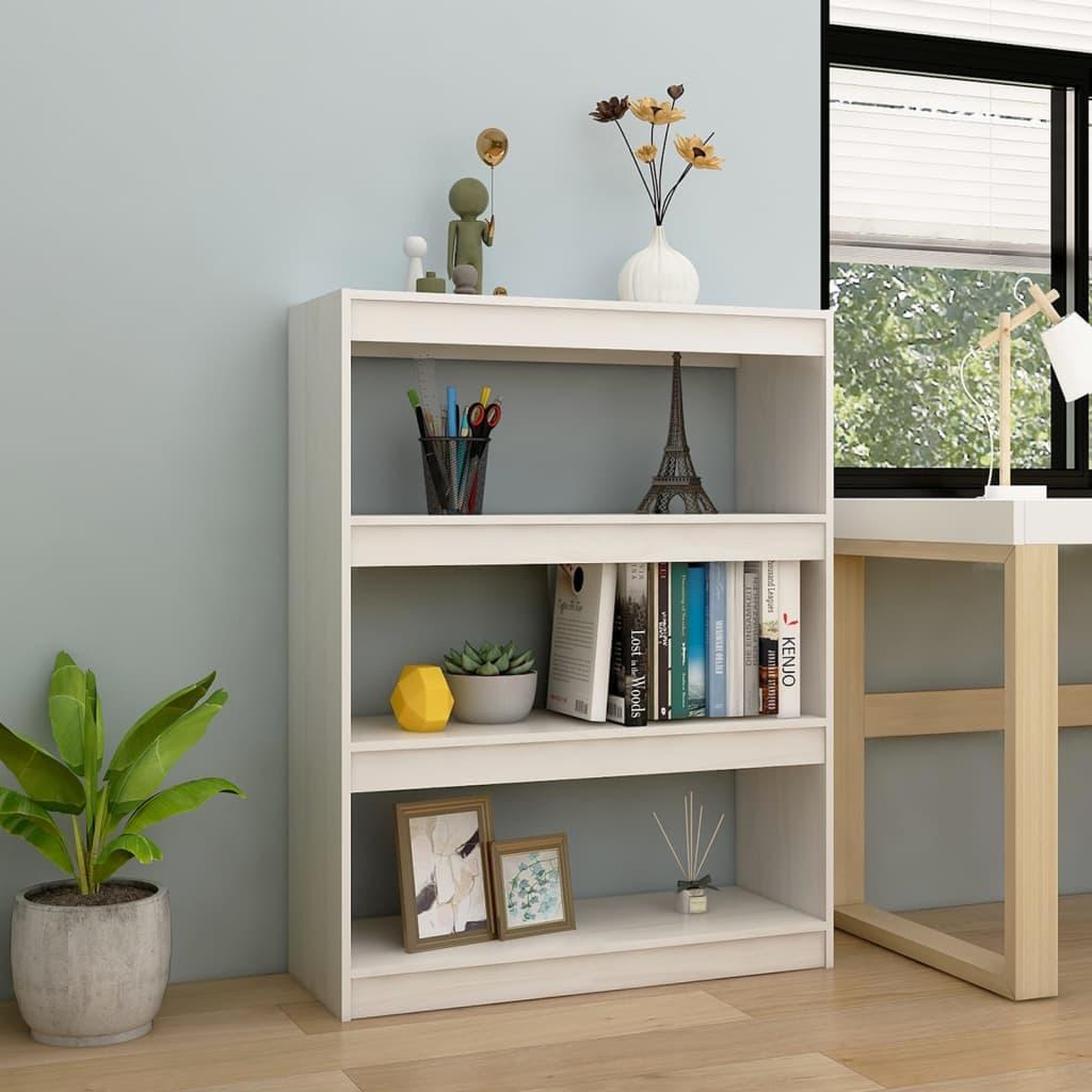 Bogskab/rumdeler 100x30x103 cm massivt fyrretræ hvid