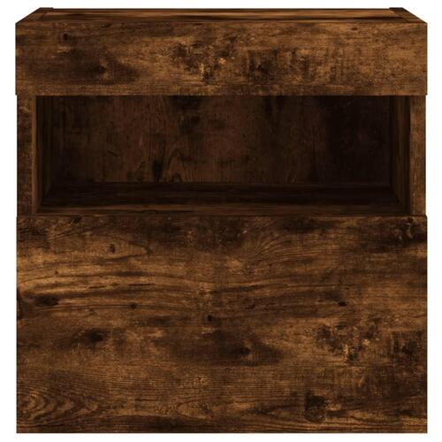 Væghængte tv-borde 2 stk. med LED-lys 40x30x40 cm røget eg