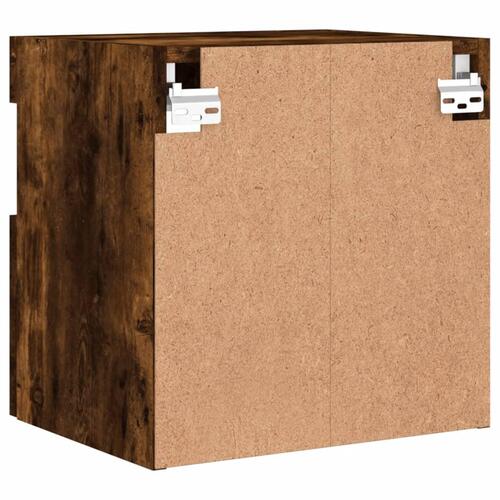 Væghængte tv-borde 2 stk. med LED-lys 40x30x40 cm røget eg