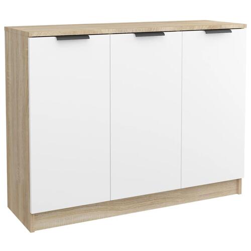 Skænk 90,5x30x70 cm konstrueret træ hvid og sonoma-eg
