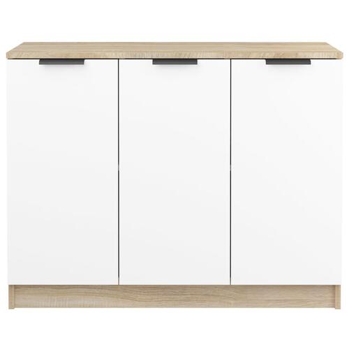 Skænk 90,5x30x70 cm konstrueret træ hvid og sonoma-eg