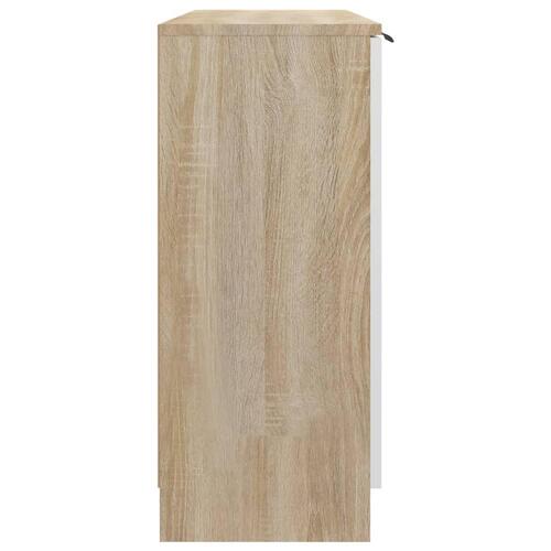 Skænk 90,5x30x70 cm konstrueret træ hvid og sonoma-eg
