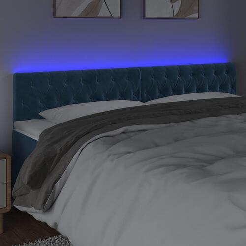 Sengegavl med LED-lys 200x7x78/88 cm velour mørkeblå