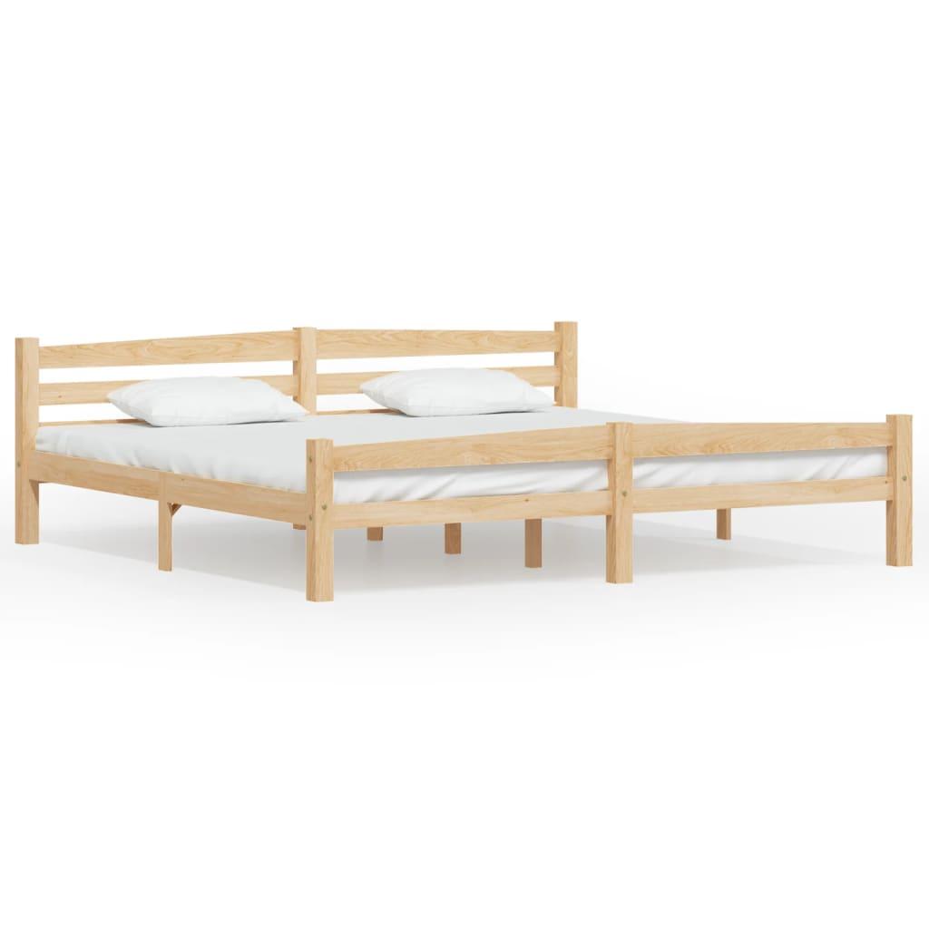 Sengeramme uden madras massivt fyrretræ 200x200 cm