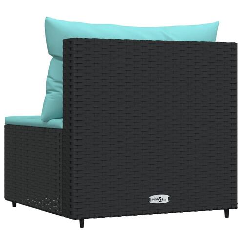 Midtermodul til havesofa med hynder polyrattan sort