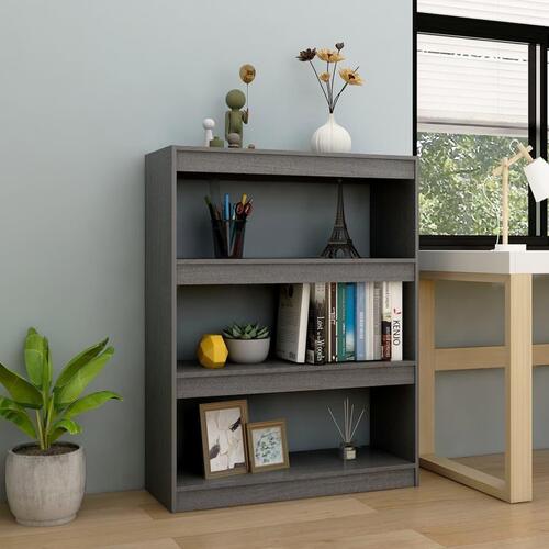 Bogskab/rumdeler 100x30x103 cm massivt fyrretræ grå