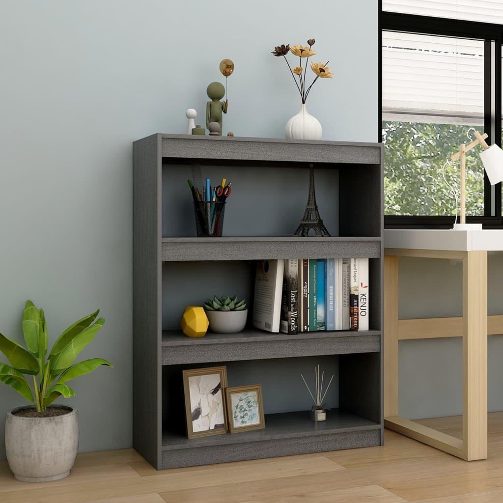 Bogskab/rumdeler 100x30x103 cm massivt fyrretræ grå