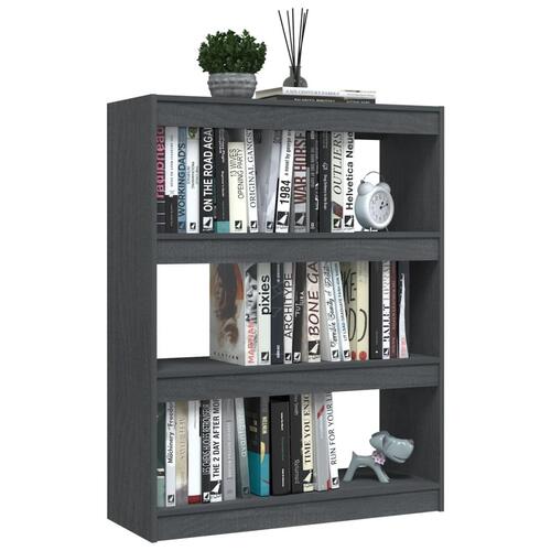 Bogskab/rumdeler 100x30x103 cm massivt fyrretræ grå