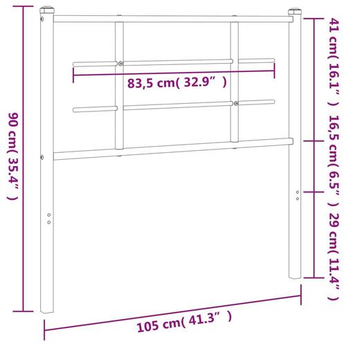 Sengegavl 100 cm metal sort