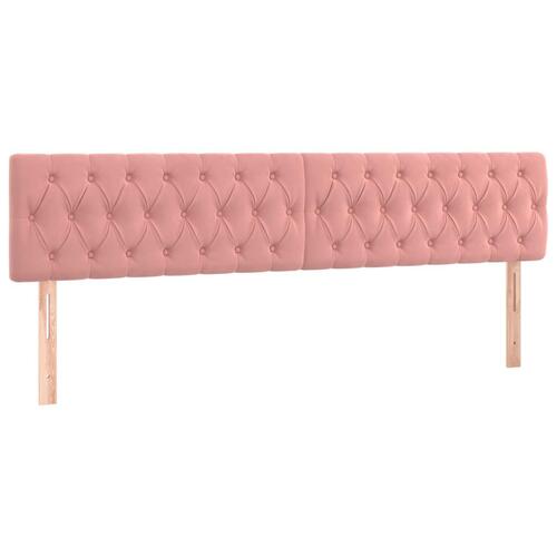 Sengegavl med LED-lys 200x7x78/88 cm velour lyserød