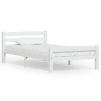Sengestel 90x200 cm massivt fyrretræ hvid
