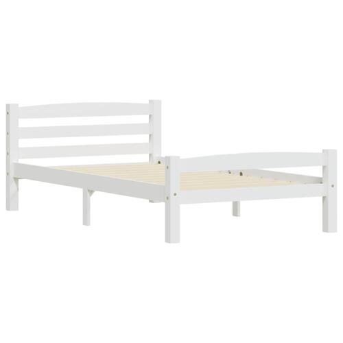 Sengestel 90x200 cm massivt fyrretræ hvid