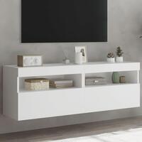 Væghængte tv-borde 2 stk. med LED-lys 60x30x40 cm hvid
