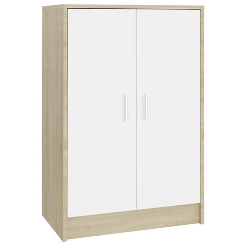 Skoreol 60x35x92 cm spånplade hvid og sonoma-eg