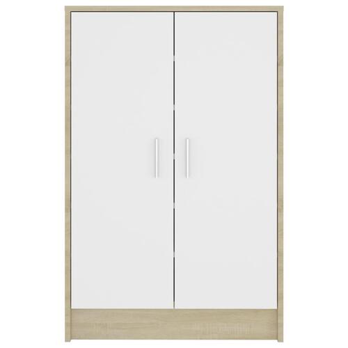Skoreol 60x35x92 cm spånplade hvid og sonoma-eg