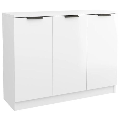 Skænk 90,5x30x70 cm konstrueret træ hvid højglans