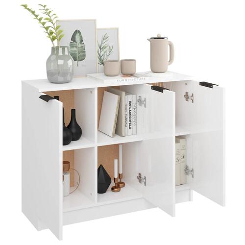 Skænk 90,5x30x70 cm konstrueret træ hvid højglans