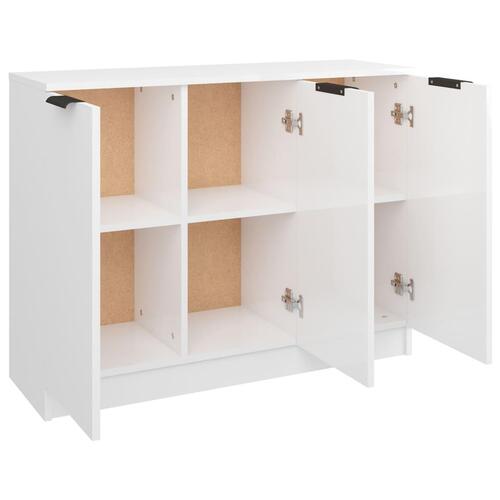 Skænk 90,5x30x70 cm konstrueret træ hvid højglans