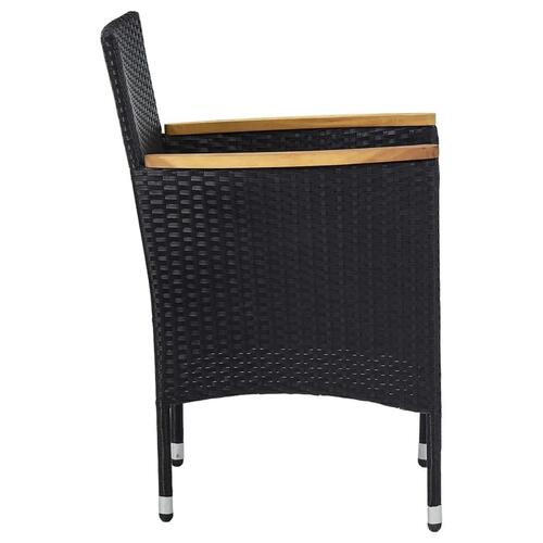 Spisebordssæt til haven 5 dele polyrattan og hærdet glas sort